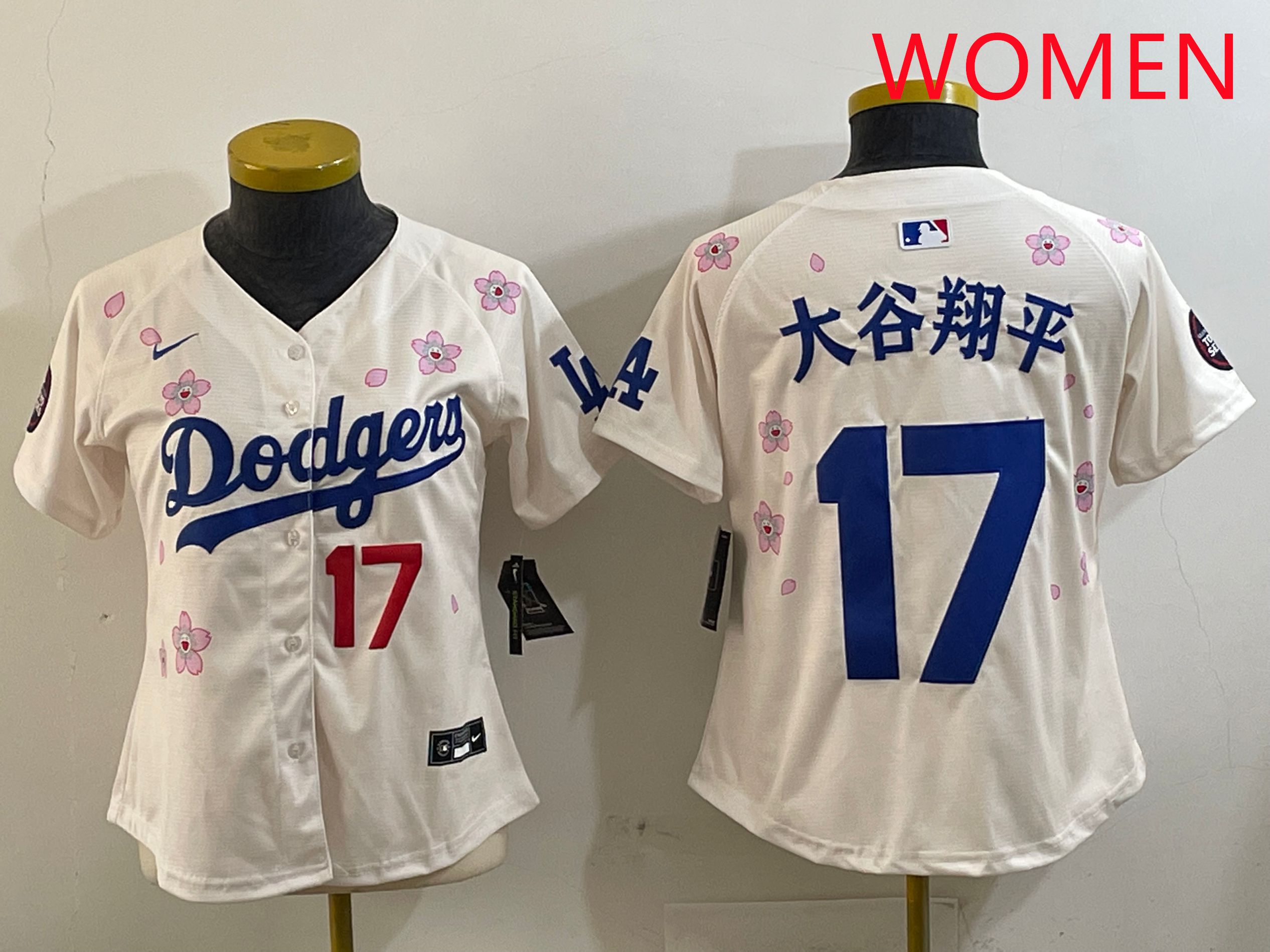 Women Los Angeles Dodgers #17 Ohtani Cream Sakura Edition 2025 Nike MLB Jersey style 21